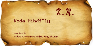 Koda Mihály névjegykártya